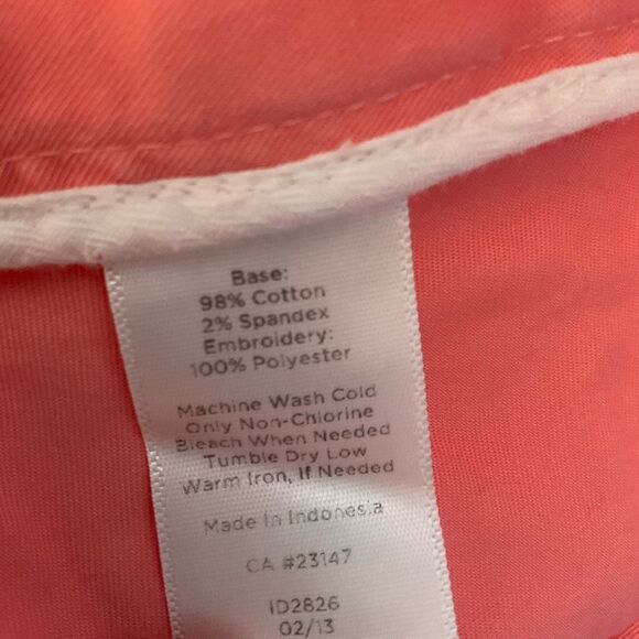 TALBOTS 4.75" Inseam Embroidered Angel Fish Chino Shorts Coral & White Size 14 - Picture 7 of 8